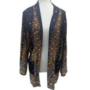 Happy Trunks Kimono S Peacock Feather Print Boho Lightweight Festival Travel